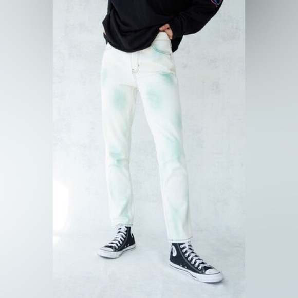 NEW Ps Sun Women’s Mom Jeans White Green Spray Paint 27 - Picture 1 of 7